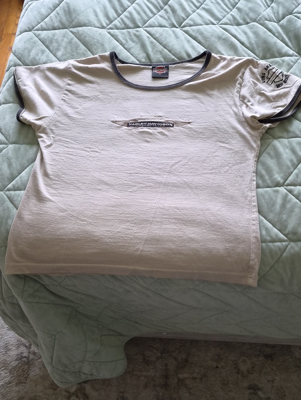 Harley-Davidson Cream Short Sleeve Tee with Black Trim